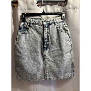 Bonjour International Vintage 80s Acid Washed Denim Mini Skirt Size 4 Y2K